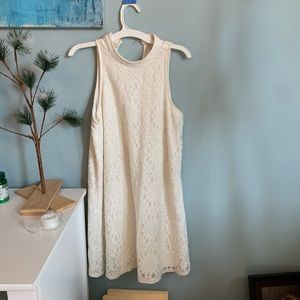 High neck White dress